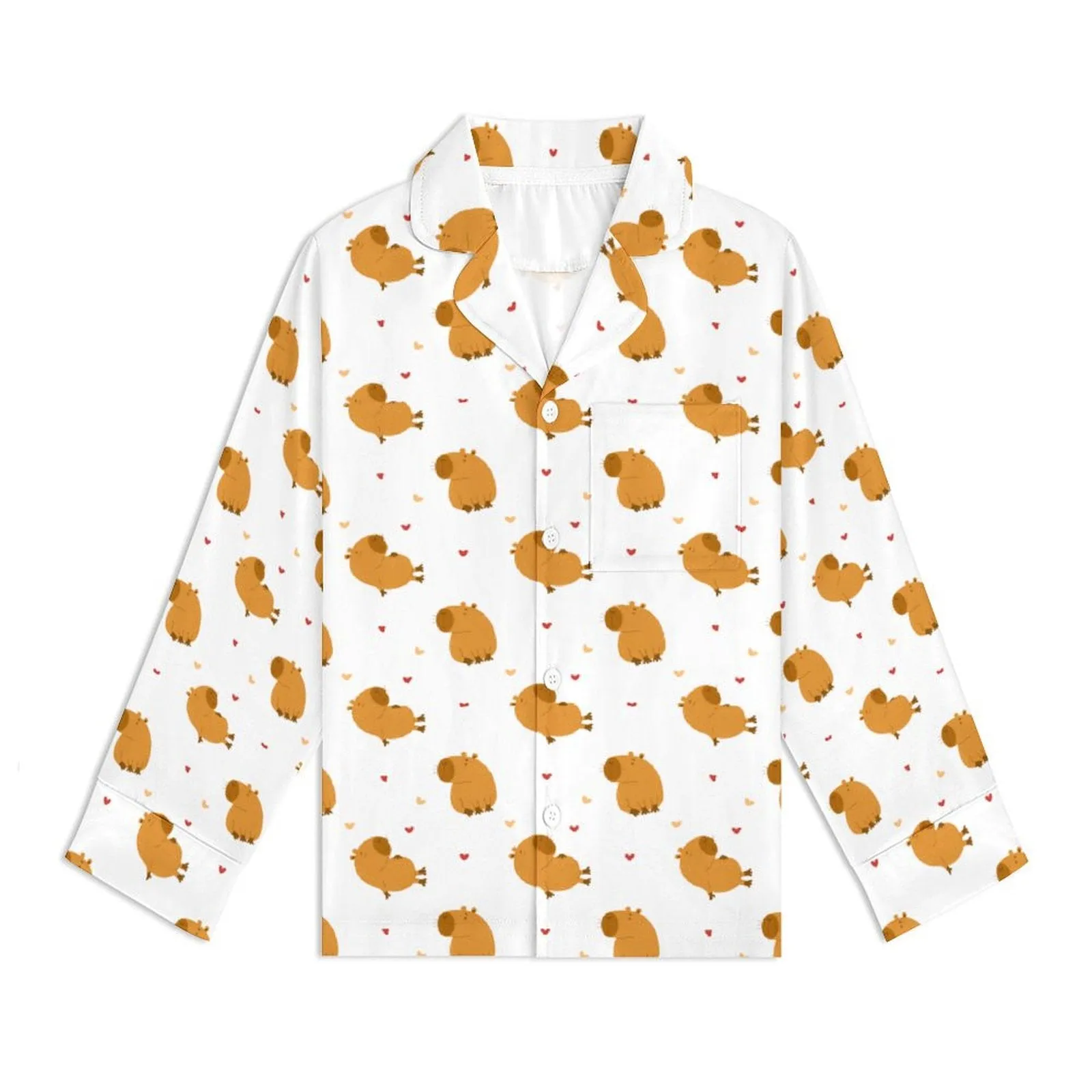 Kids Capybara and Hearts 2 Pc. Pajama Set, Unisex