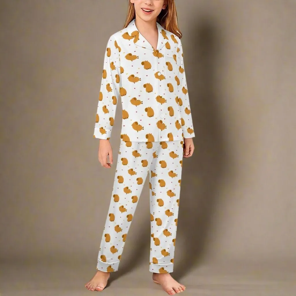 Kids Capybara and Hearts 2 Pc. Pajama Set, Unisex