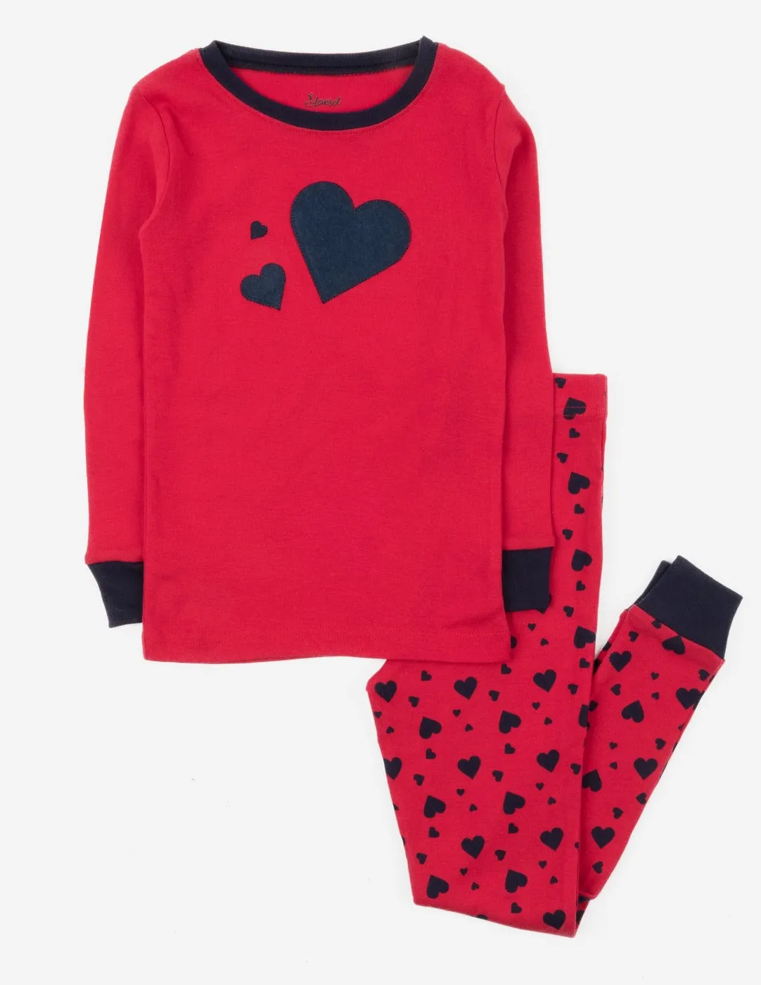 Kids Dark Navy Hearts Pajamas