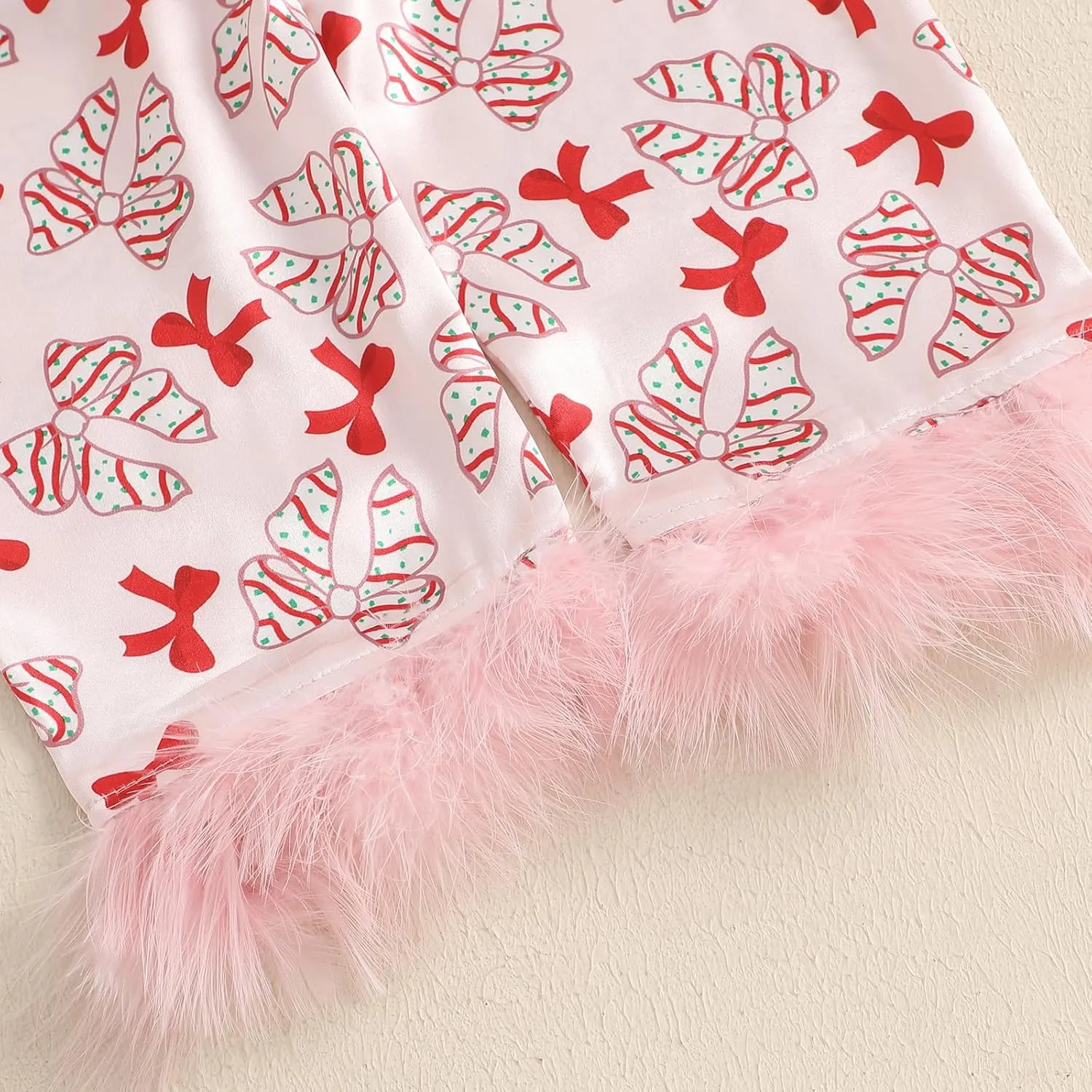 Kids Girls Christmas Valentines Pajamas Cute Print Button Down Tops   Pants Toddler Satin Sleepwear Silk Pajama Set