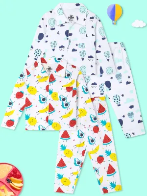Kids Pajama Set Combo of 2- Fruity Cutie & Up in the Air