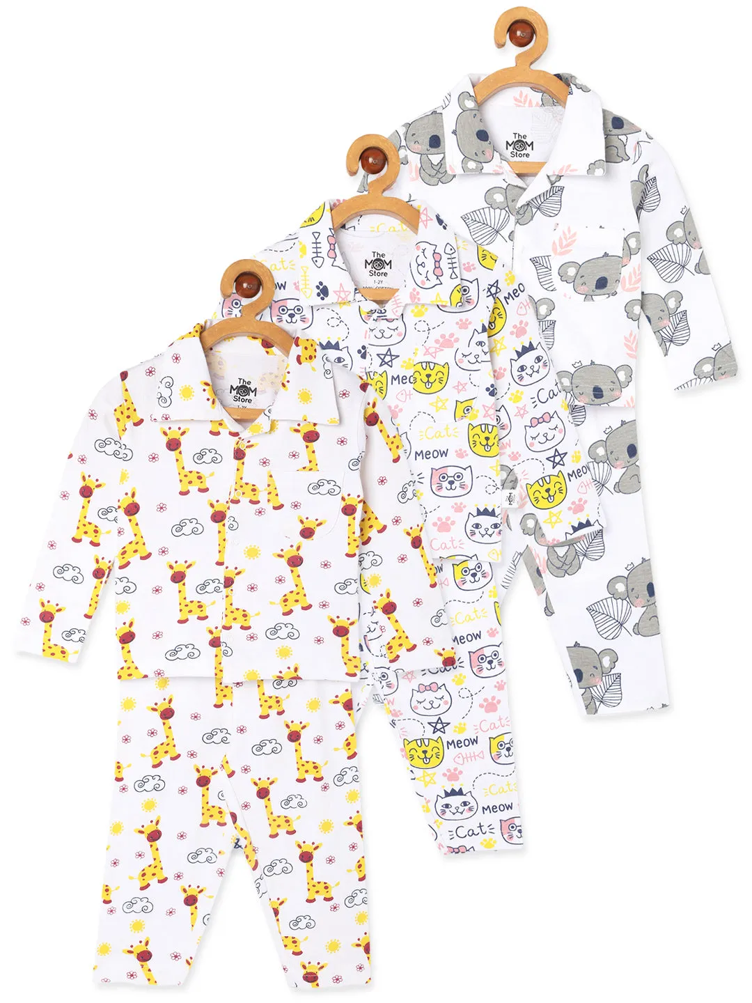 Kids Pajama Set Combo of 3  - Baby Koala, Tall as a Giraffe & Meow Meow