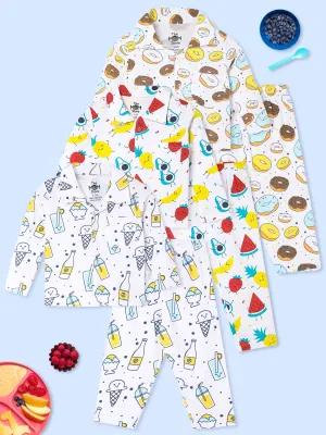 Kids Pajama Set Combo of 3 - Fruity Cutie, My Smoothie & Sweet like a Doughnut