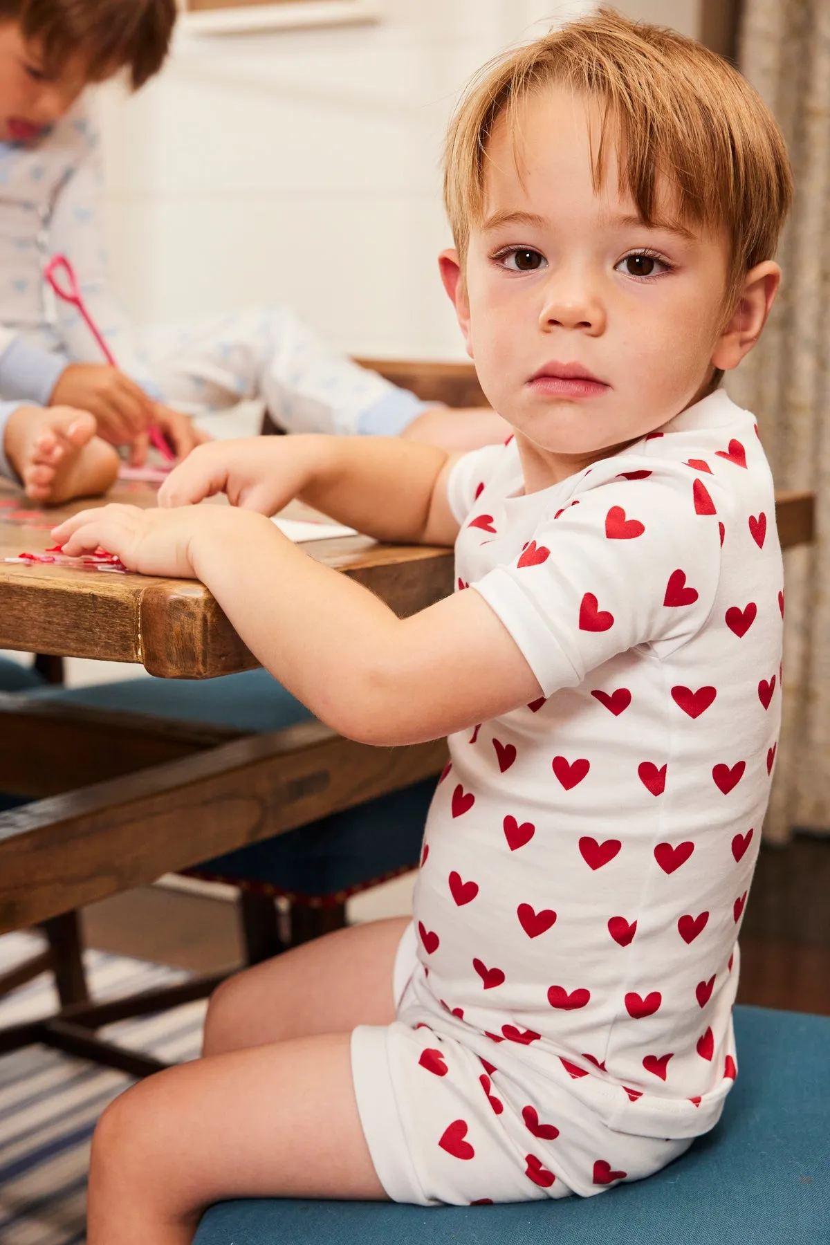 Kids Shorts Set in Classic Red Heart