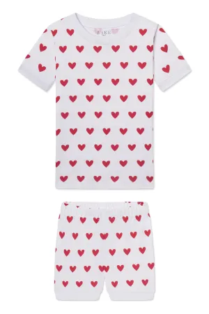 Kids Shorts Set in Classic Red Heart