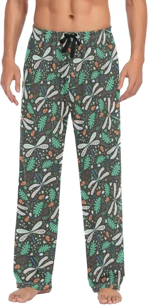 Kigai Acorns and Dragonflies Men's Pajamas Pants Lounge Pants for Sleep & Home - L