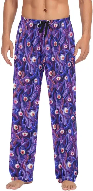 Kigai Cartoon Eyes and Tentacles Men's Pajamas Pants Lounge Pants for Sleep & Home - L