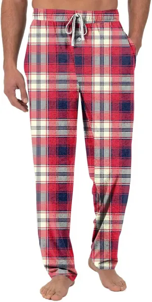 KUIOLYPOER Men's Pajama Pants Plaid Pajama Pants Sleep & Lounge Pant PJ Bottoms Drawstring Sleepwear Pant with Pockets
