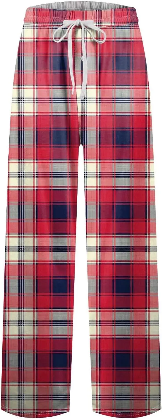 KUIOLYPOER Men's Pajama Pants Plaid Pajama Pants Sleep & Lounge Pant PJ Bottoms Drawstring Sleepwear Pant with Pockets