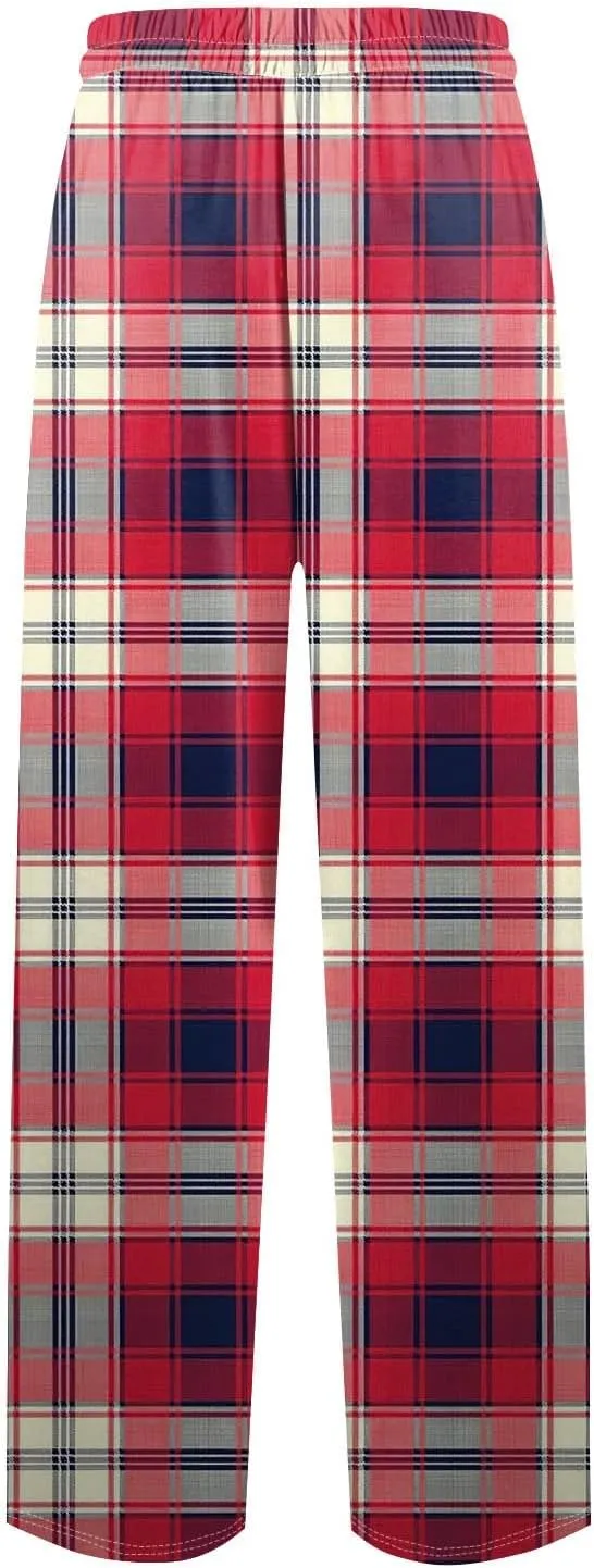 KUIOLYPOER Men's Pajama Pants Plaid Pajama Pants Sleep & Lounge Pant PJ Bottoms Drawstring Sleepwear Pant with Pockets
