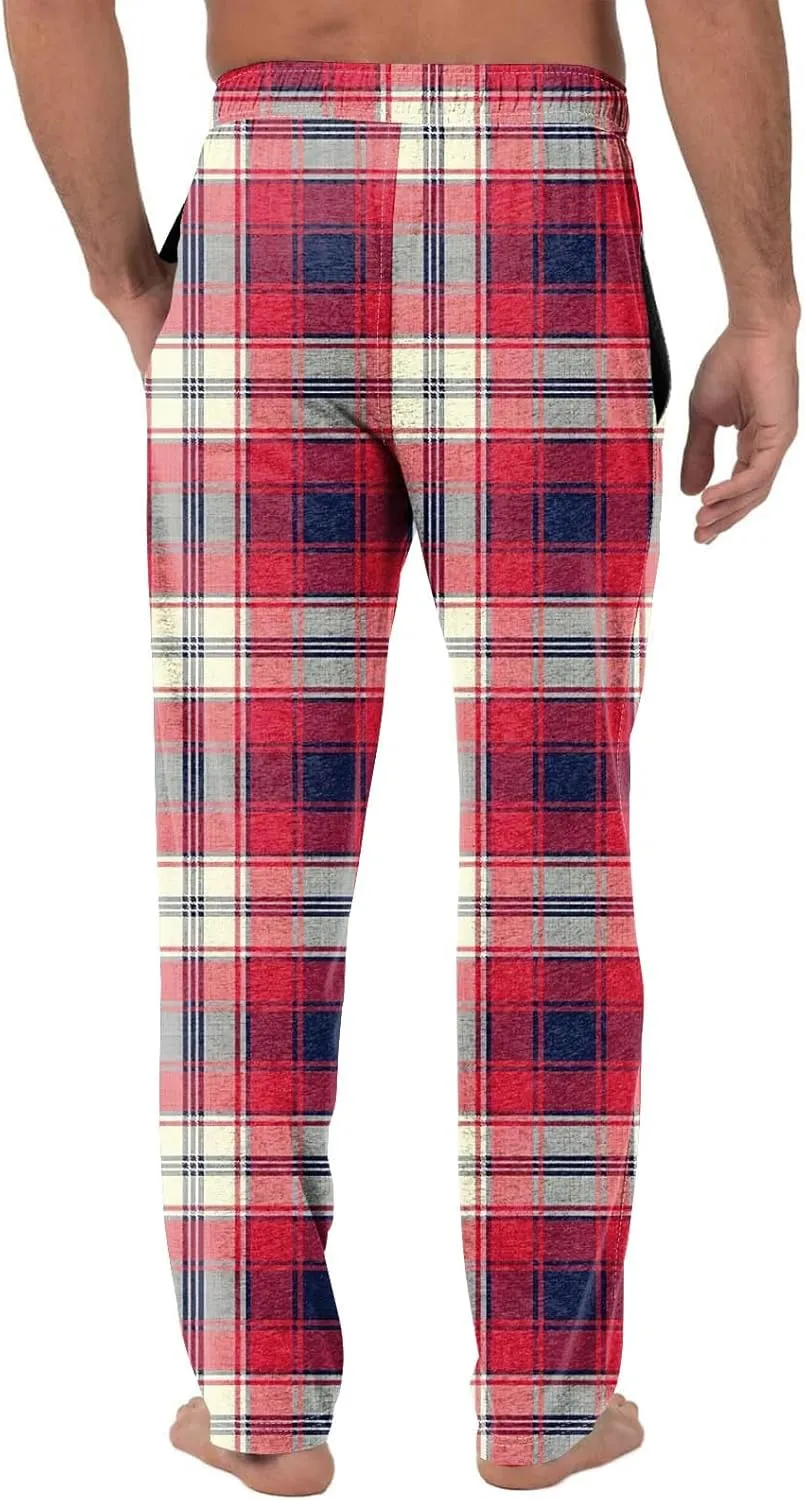 KUIOLYPOER Men's Pajama Pants Plaid Pajama Pants Sleep & Lounge Pant PJ Bottoms Drawstring Sleepwear Pant with Pockets