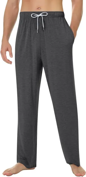 KUIOLYPOER Pajama Pants Men Solid Color Casual Baggy Sleepwear House Pjs Pants Sleep Pants Drawstring Pockets Pajama Pants
