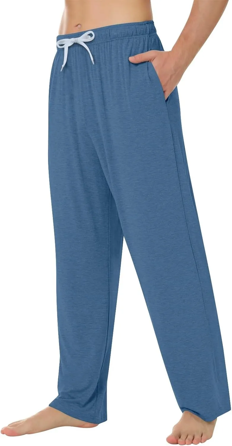 KUIOLYPOER Pajama Pants Men Solid Color Casual Baggy Sleepwear House Pjs Pants Sleep Pants Drawstring Pockets Pajama Pants