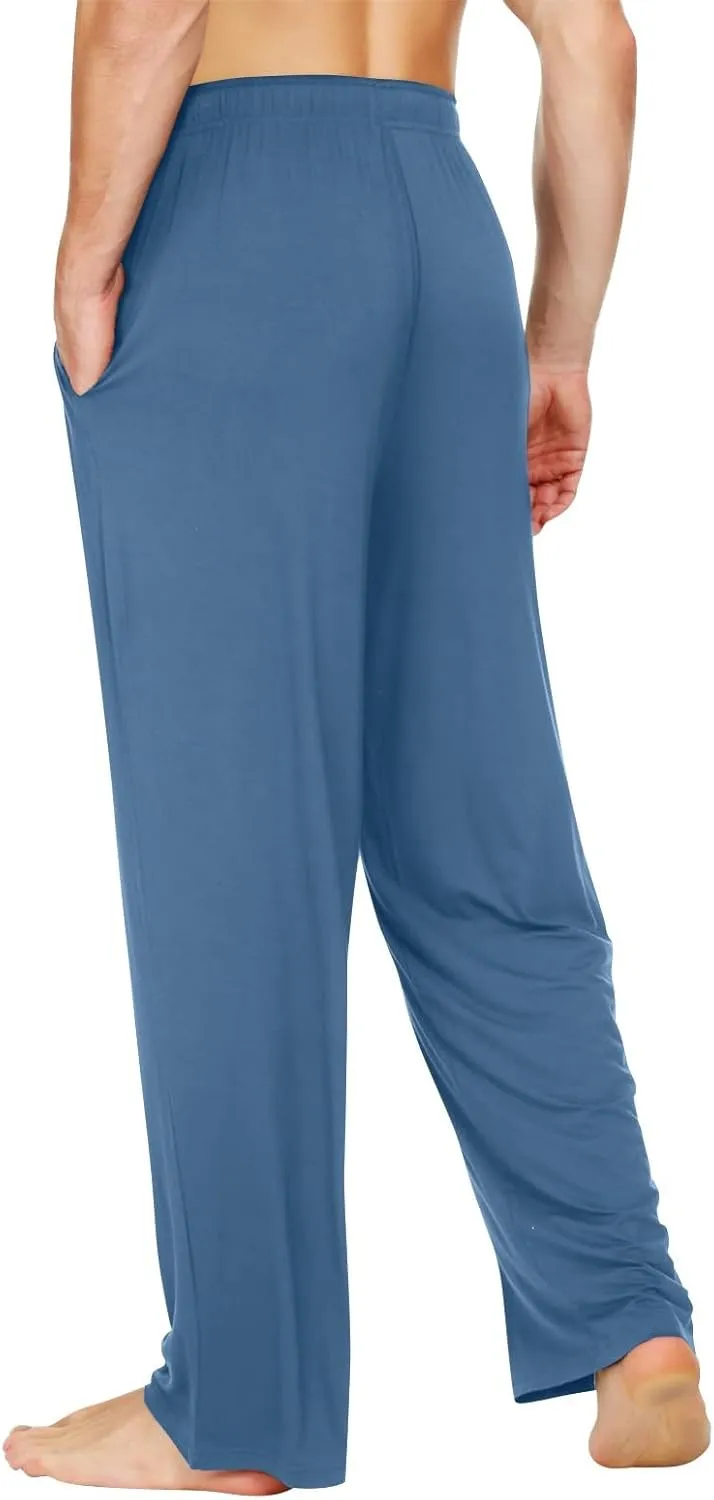 KUIOLYPOER Pajama Pants Men Solid Color Casual Baggy Sleepwear House Pjs Pants Sleep Pants Drawstring Pockets Pajama Pants