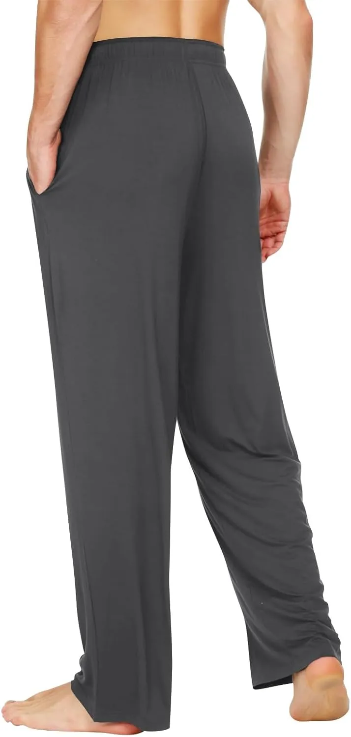 KUIOLYPOER Pajama Pants Men Solid Color Casual Baggy Sleepwear House Pjs Pants Sleep Pants Drawstring Pockets Pajama Pants