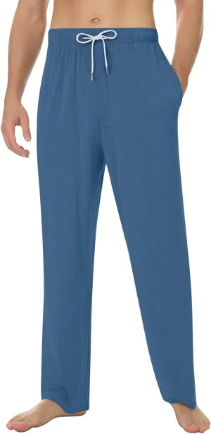 KUIOLYPOER Pajama Pants Men Solid Color Casual Baggy Sleepwear House Pjs Pants Sleep Pants Drawstring Pockets Pajama Pants