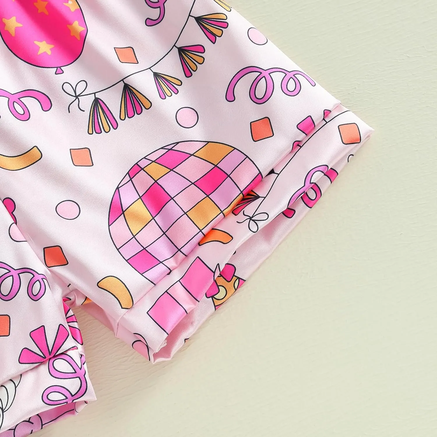 Kuriozud Birthday Girl Pajamas Silk Stain Pjs Shirt Tops Shorts 2Piece Set Birthday Toddler Kids Little Girl Nightgown Gift