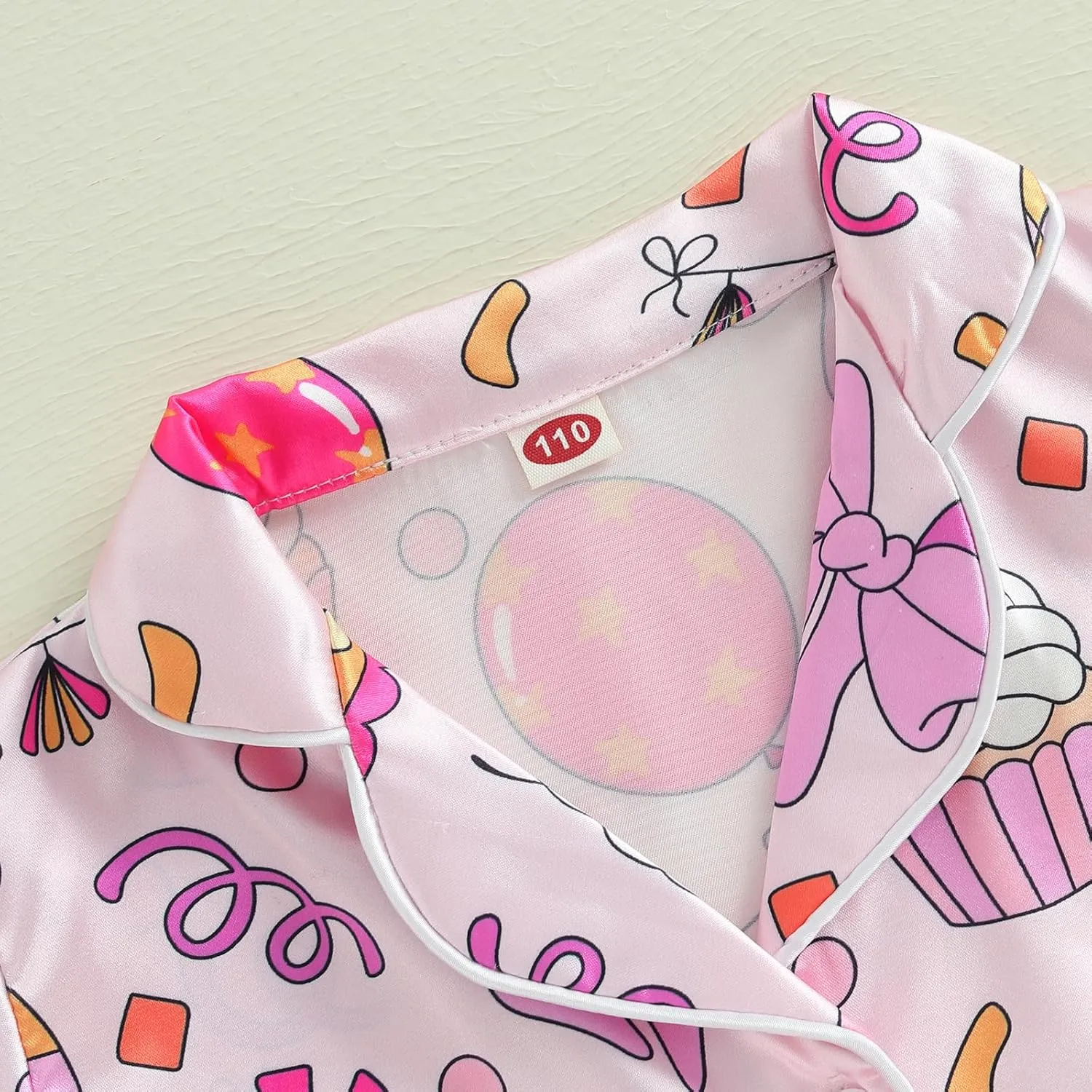 Kuriozud Birthday Girl Pajamas Silk Stain Pjs Shirt Tops Shorts 2Piece Set Birthday Toddler Kids Little Girl Nightgown Gift
