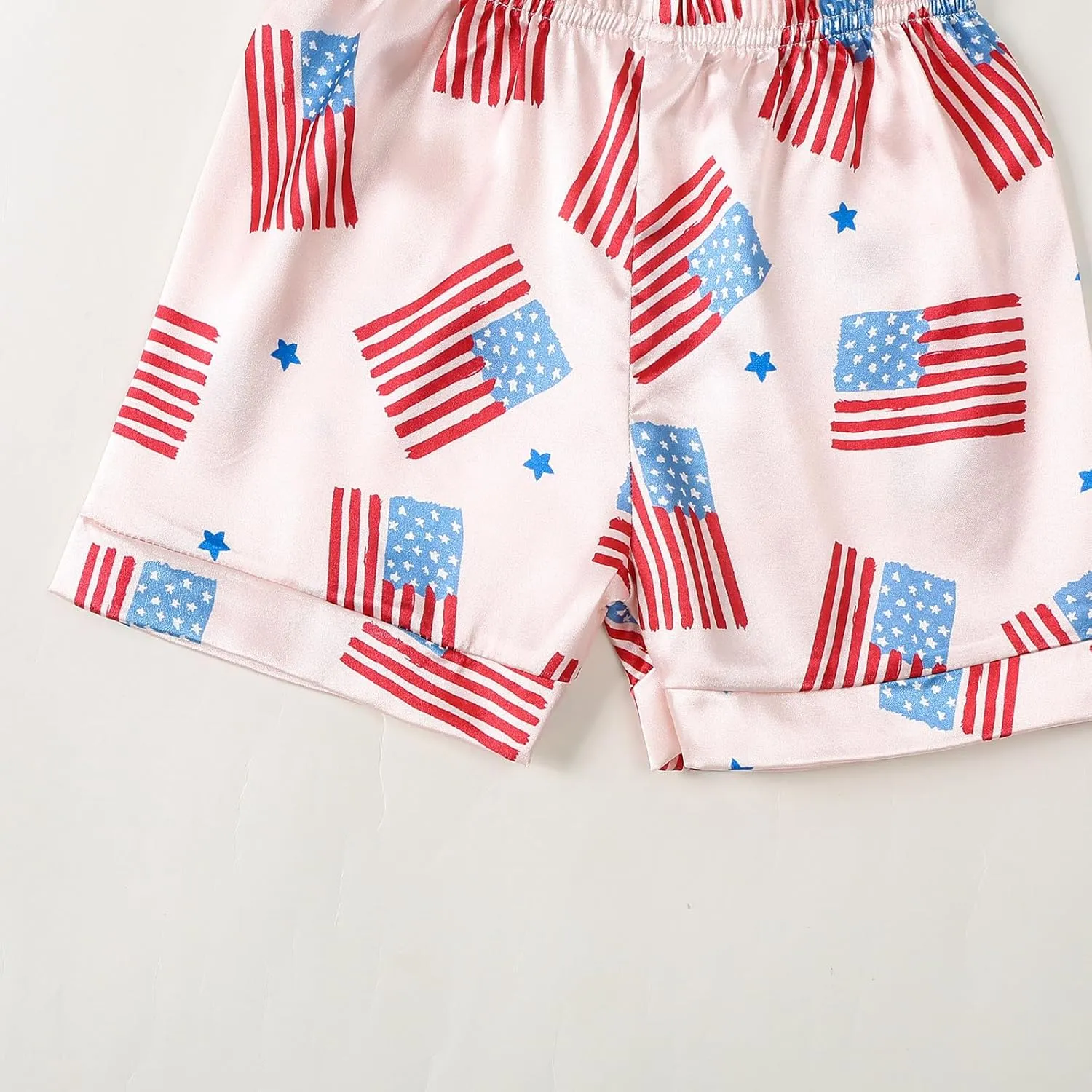 Kuriozud Toddler Baby Girl Boy 4th of July Outfits Pajamas Set Fourth of july American Flag Button Tops Shorts Sleepwear