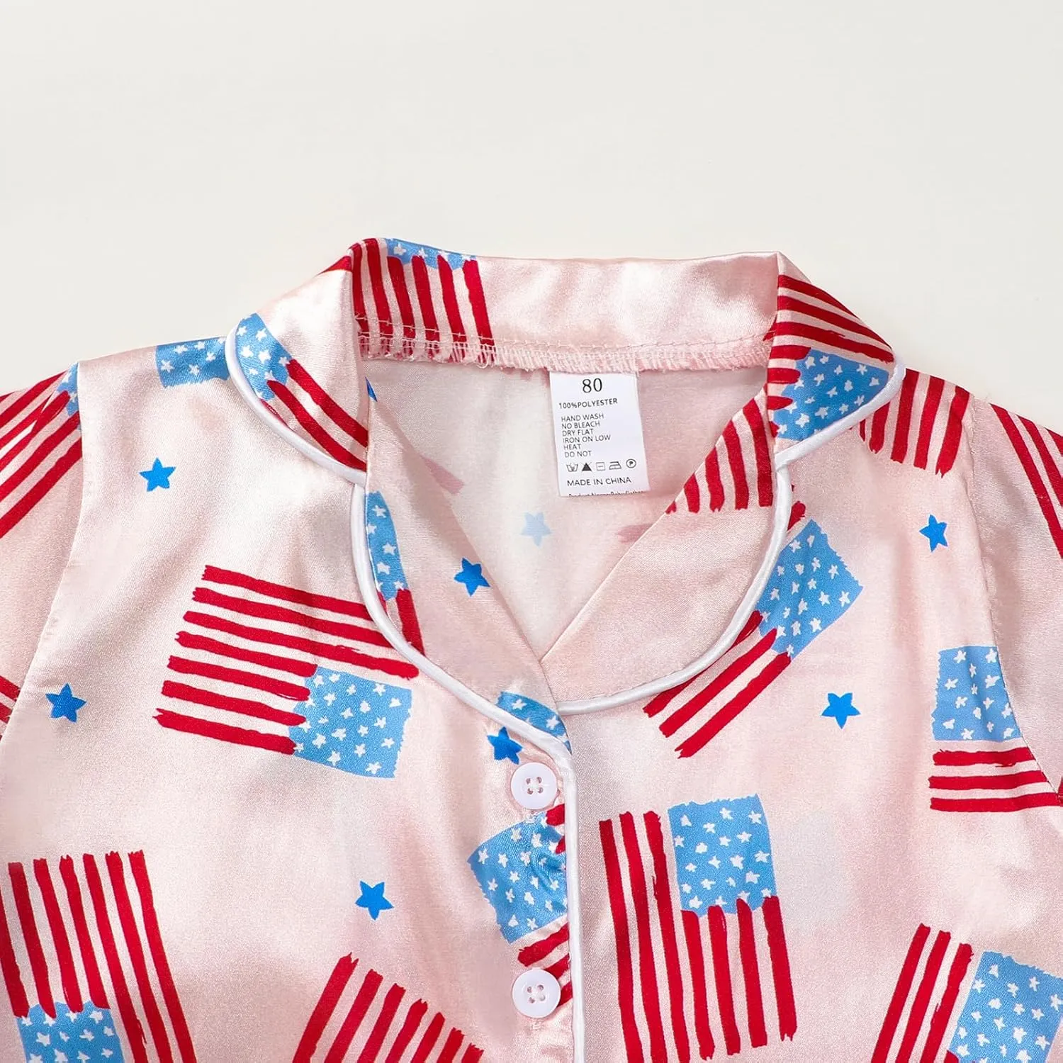 Kuriozud Toddler Baby Girl Boy 4th of July Outfits Pajamas Set Fourth of july American Flag Button Tops Shorts Sleepwear