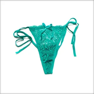 Lace Tie Green Bikini Panty