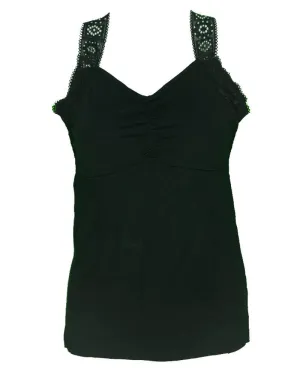 Ladies Camisole Padded With Lace - Color Black - 3051