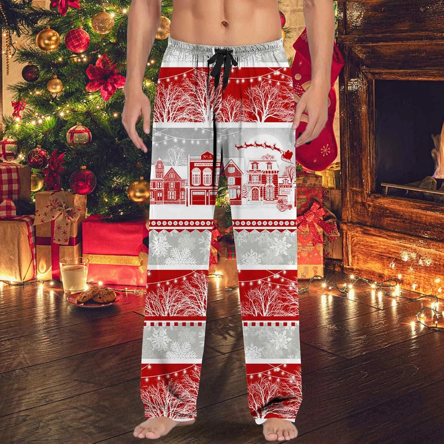 LCMTWX Mens Christmas Pajamas Pants Pajama Pants with Drawstring and Pockets Men Pajama Pants Funny Christmas Pajamas