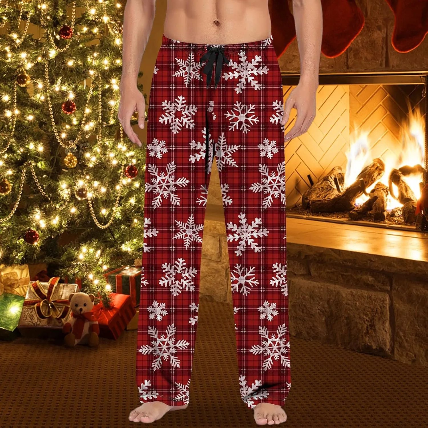 LCMTWX Men's Pajama Pants Casual Pajama Pants with Drawstring and Pockets Matching Christmas Pajamas Halloween Pajama Pants