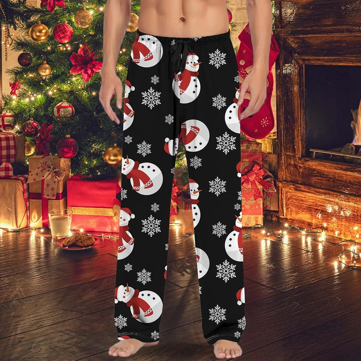 LCMTWX Mens Pants Mens Casual Pants Pajama Pants with Drawstring and Pockets Men's Pants Mens Fleece Pajama Pants Flannel