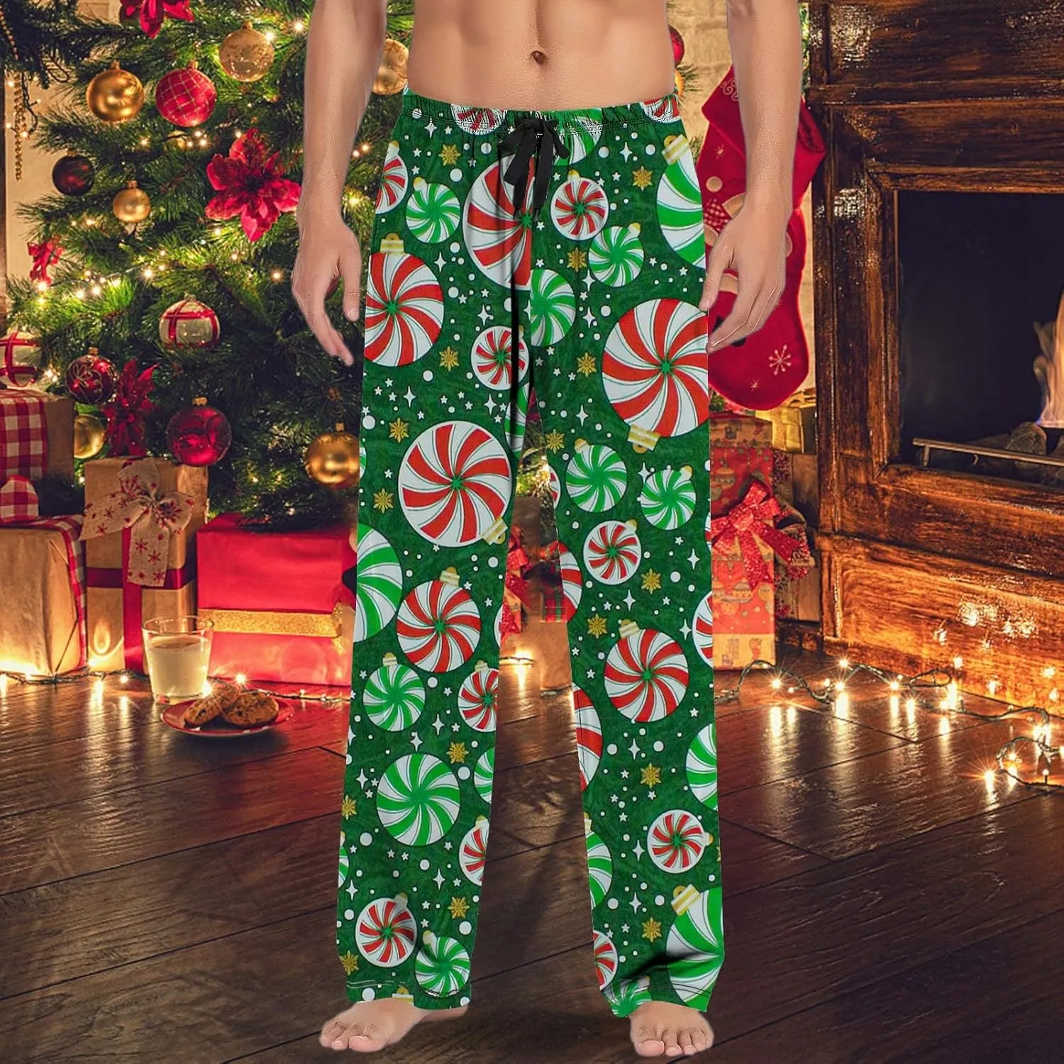 LCMTWX Mens Pj Pants Pajama Pants with Drawstring and Pockets Matching Christmas Pajamas Sweatpants Men Mens Flannel Pajama