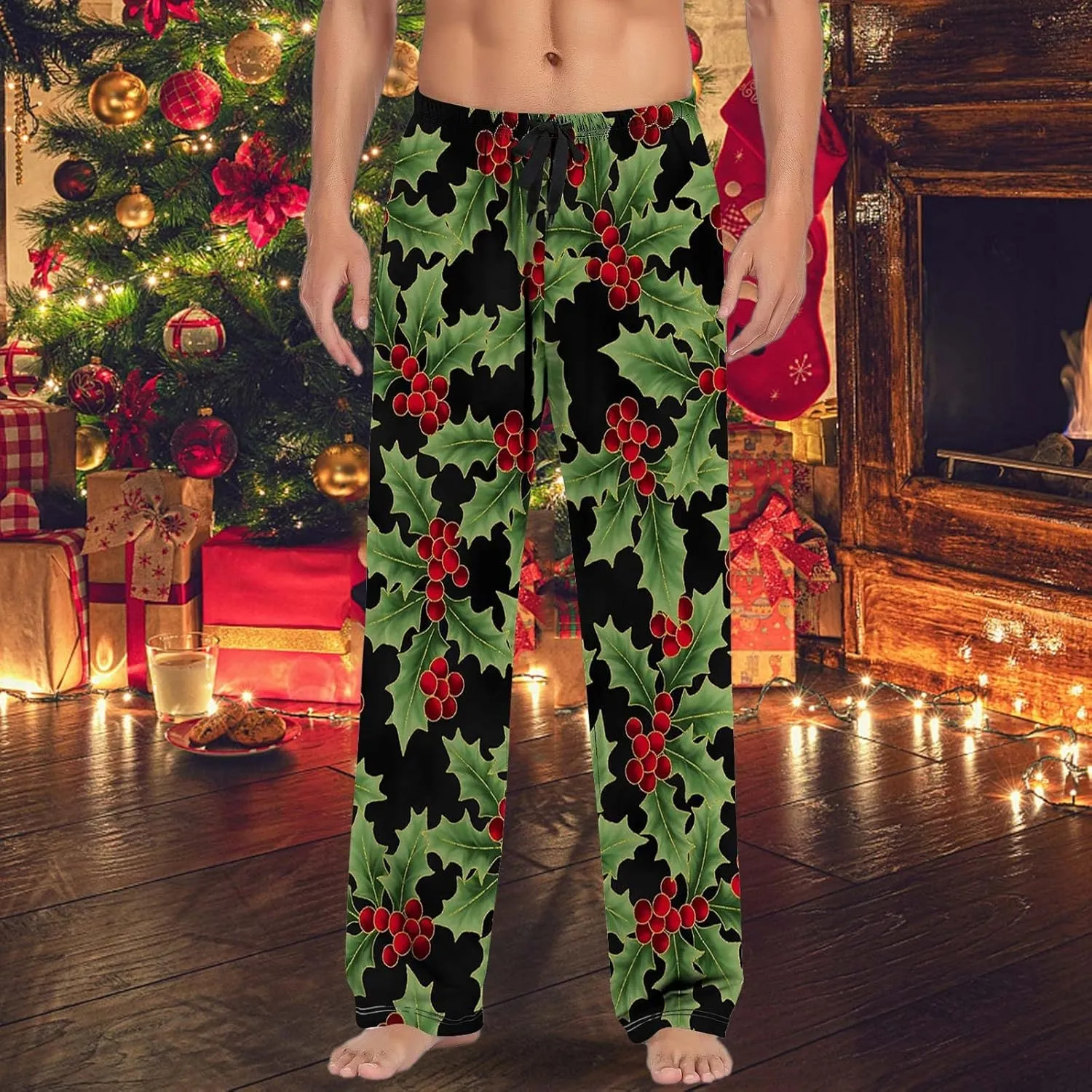 LCMTWX Mens Pj Pants Pajama Pants with Drawstring and Pockets Matching Christmas Pajamas Sweatpants Men Mens Flannel Pajama