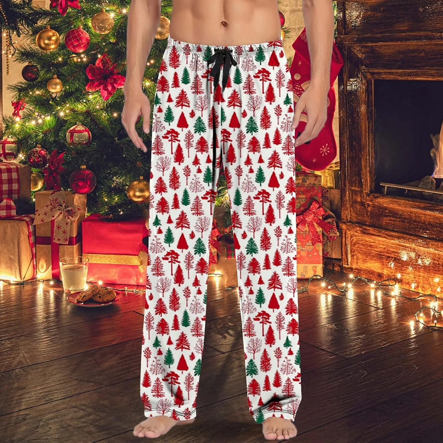 LCMTWX Mens Sleep Pants Casual Pants Pajama Pants with Drawstring and Pockets Unisex Sleepwear Bottom Men's Athletic Pants