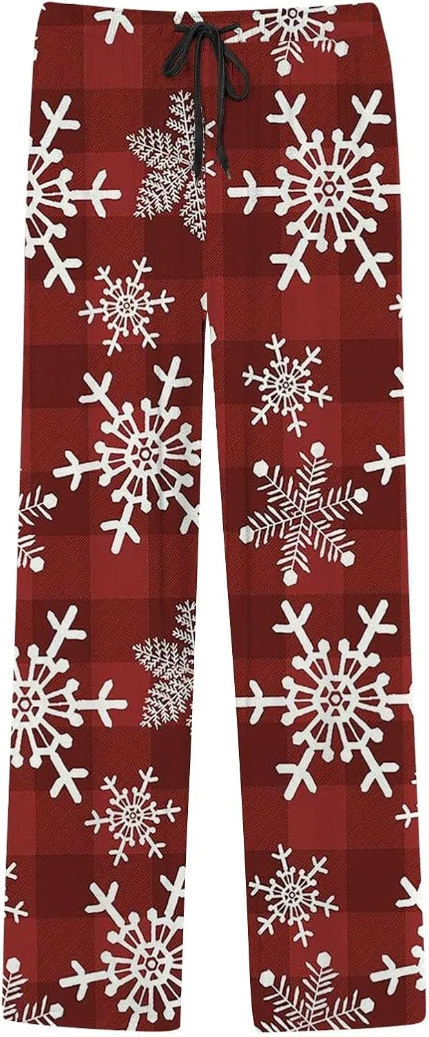 LCMTWX Pajama Bottoms for Men Women Pants with Drawstring and Pockets Pj Pants with Pocket Christmas Fuzzy Pajama Pants