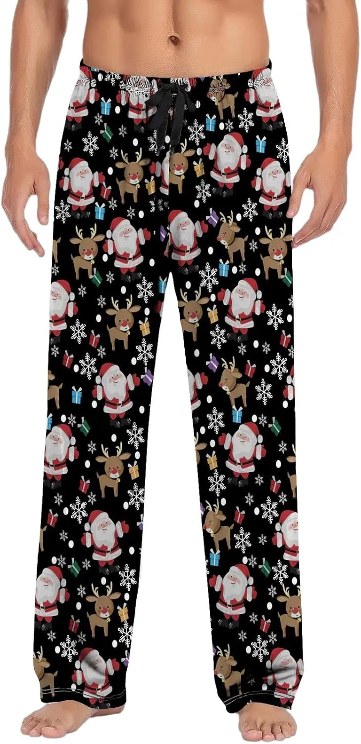 LCMTWX Pajama Bottoms for Men Women Pants with Drawstring and Pockets Pj Pants with Pocket Christmas Fuzzy Pajama Pants