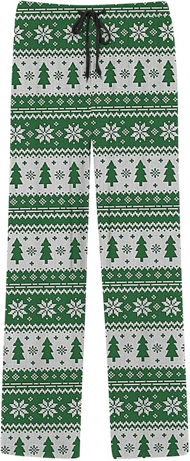LCMTWX Pajama Bottoms for Men Women Pants with Drawstring and Pockets Pj Pants with Pocket Christmas Fuzzy Pajama Pants