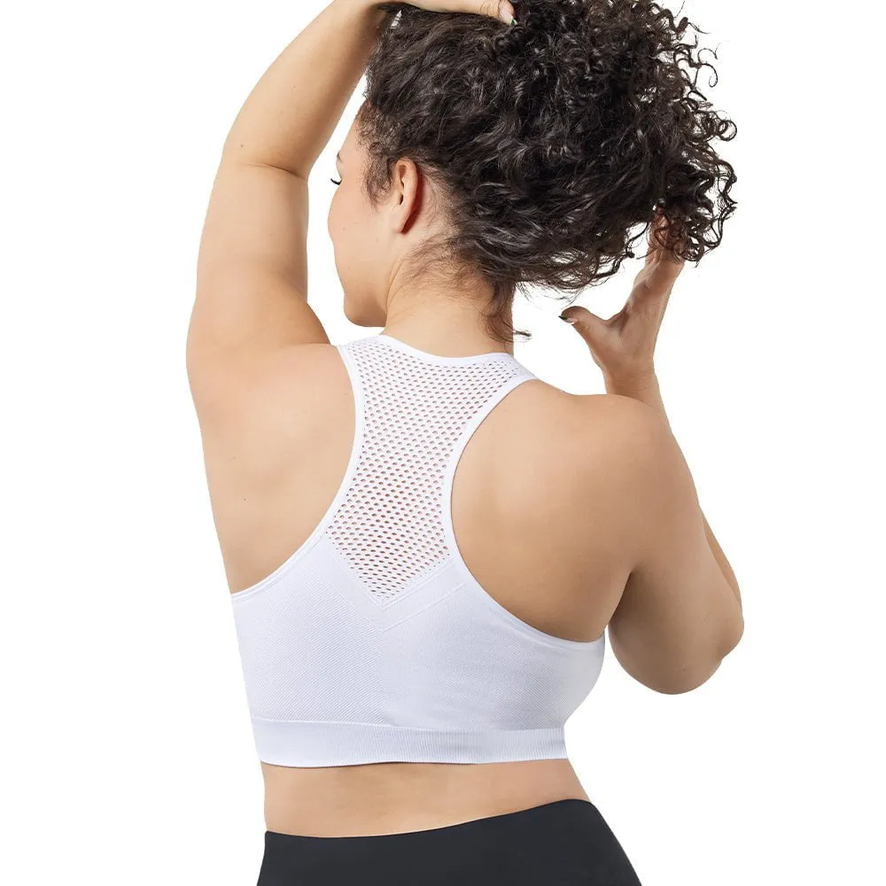 Lea Plus Size Wireless Racerback Sports Bra-White