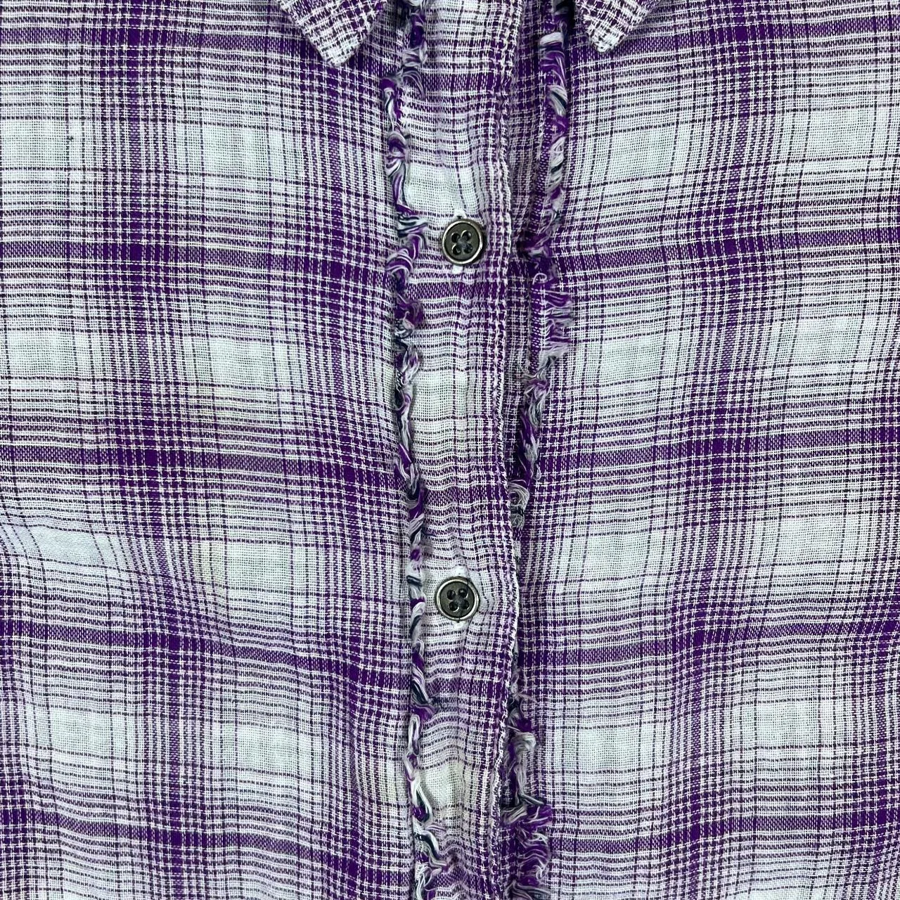 LEE RIDERS Purple White Plaid Check Long Sleeve Cotton Flannel Shirt