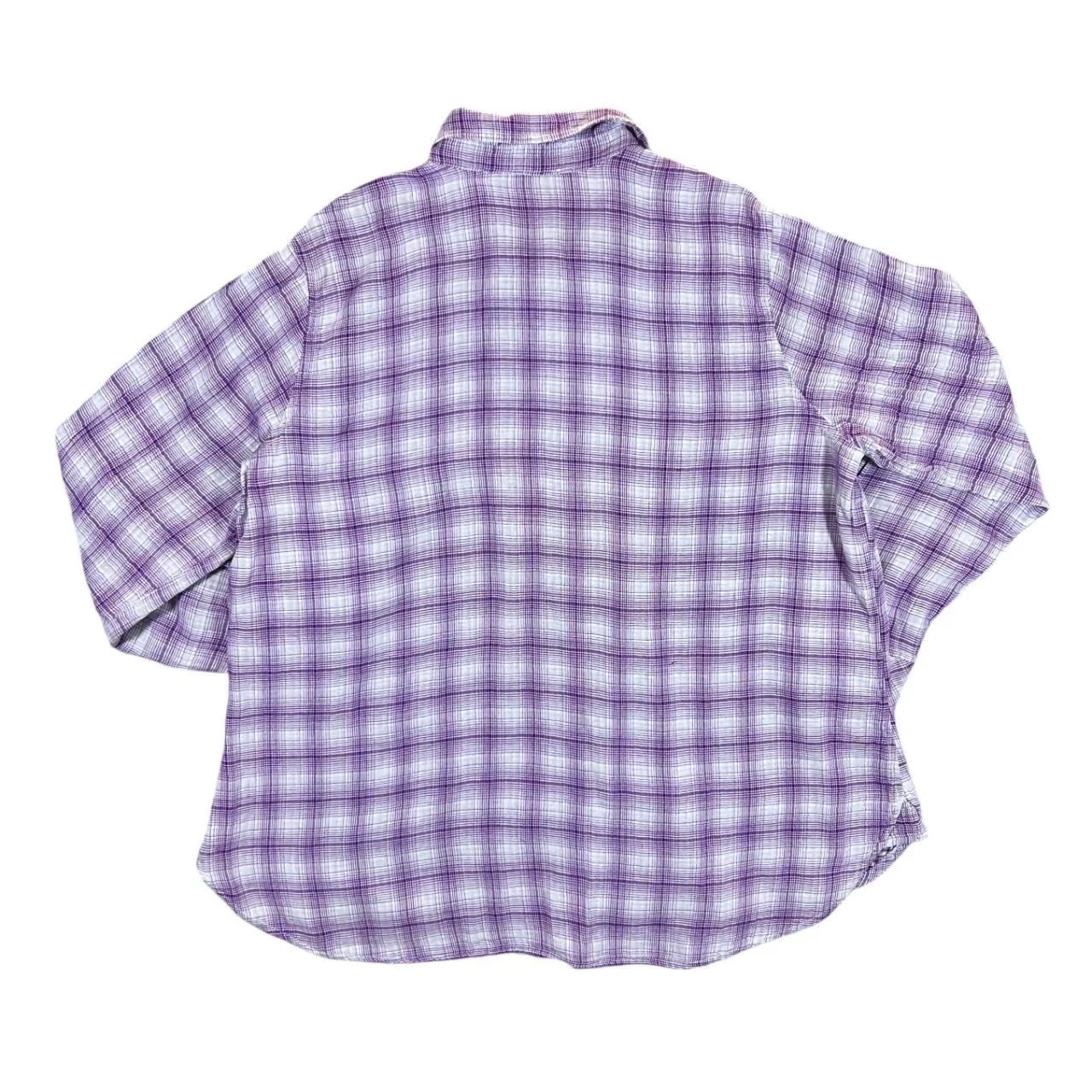 LEE RIDERS Purple White Plaid Check Long Sleeve Cotton Flannel Shirt