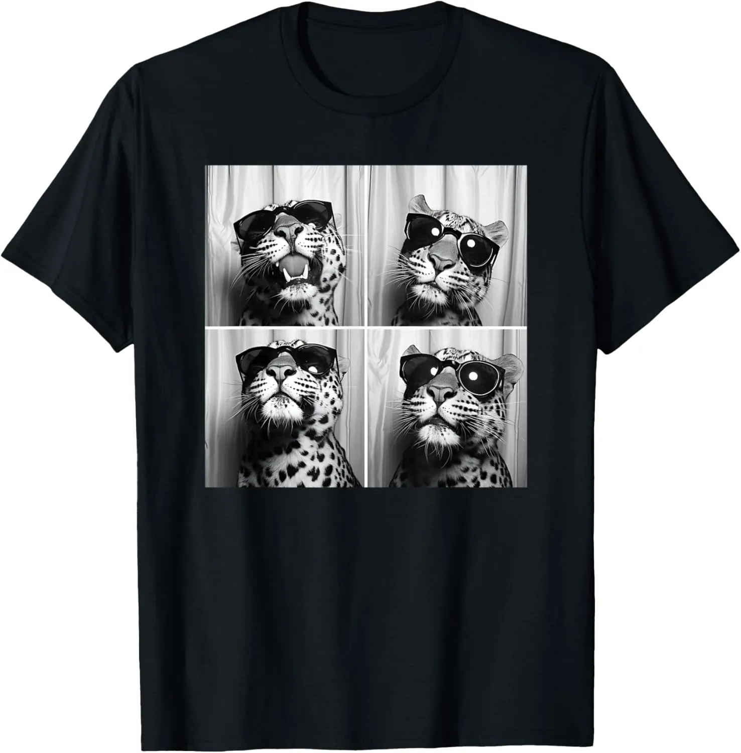 Leopard Face Wearing Sunglasses Funny Animal Leopard Graphic T-Shirt