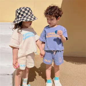 Letter Print T-Shirt & Shorts Summer Set