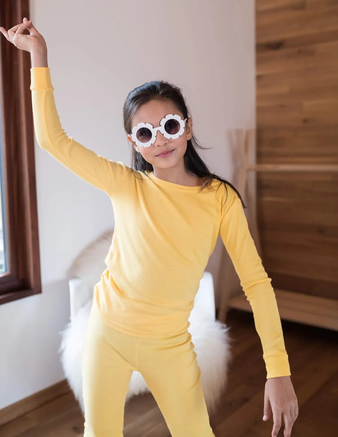 Leveret Kids Pajamas Boys & Girls Solid Colors 2 Piece Pajama Set 100% Cotton (Size 2-14 Years)