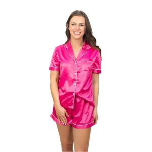 Life In Pink Silky Satin Pajama Short Set