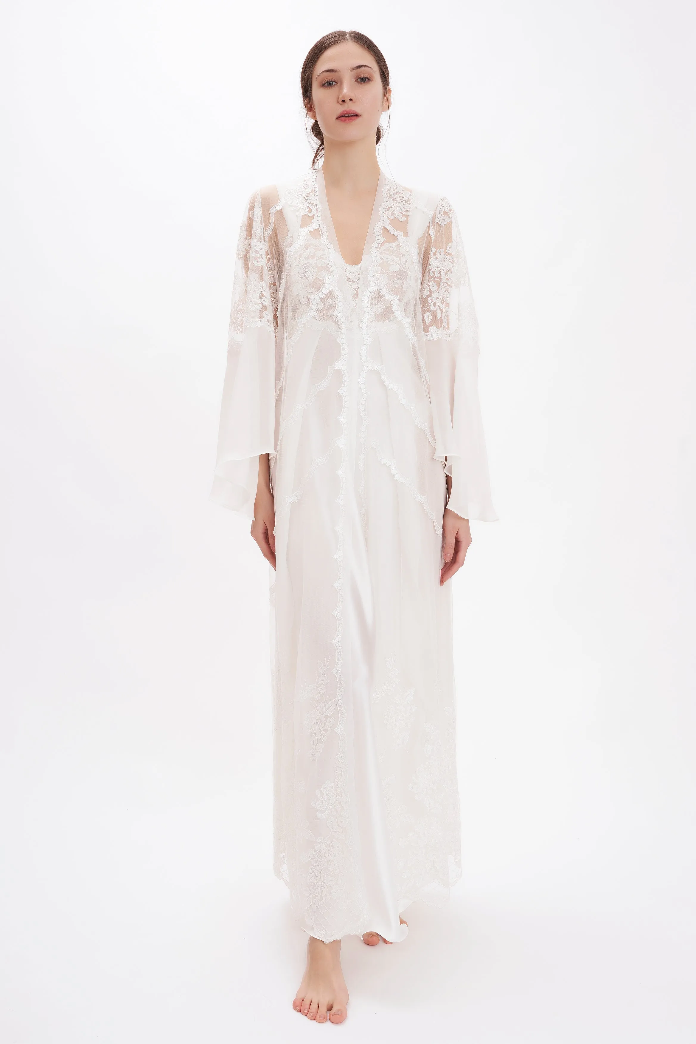 Limited & Precious - Lace & Silk Georgette Long Robe