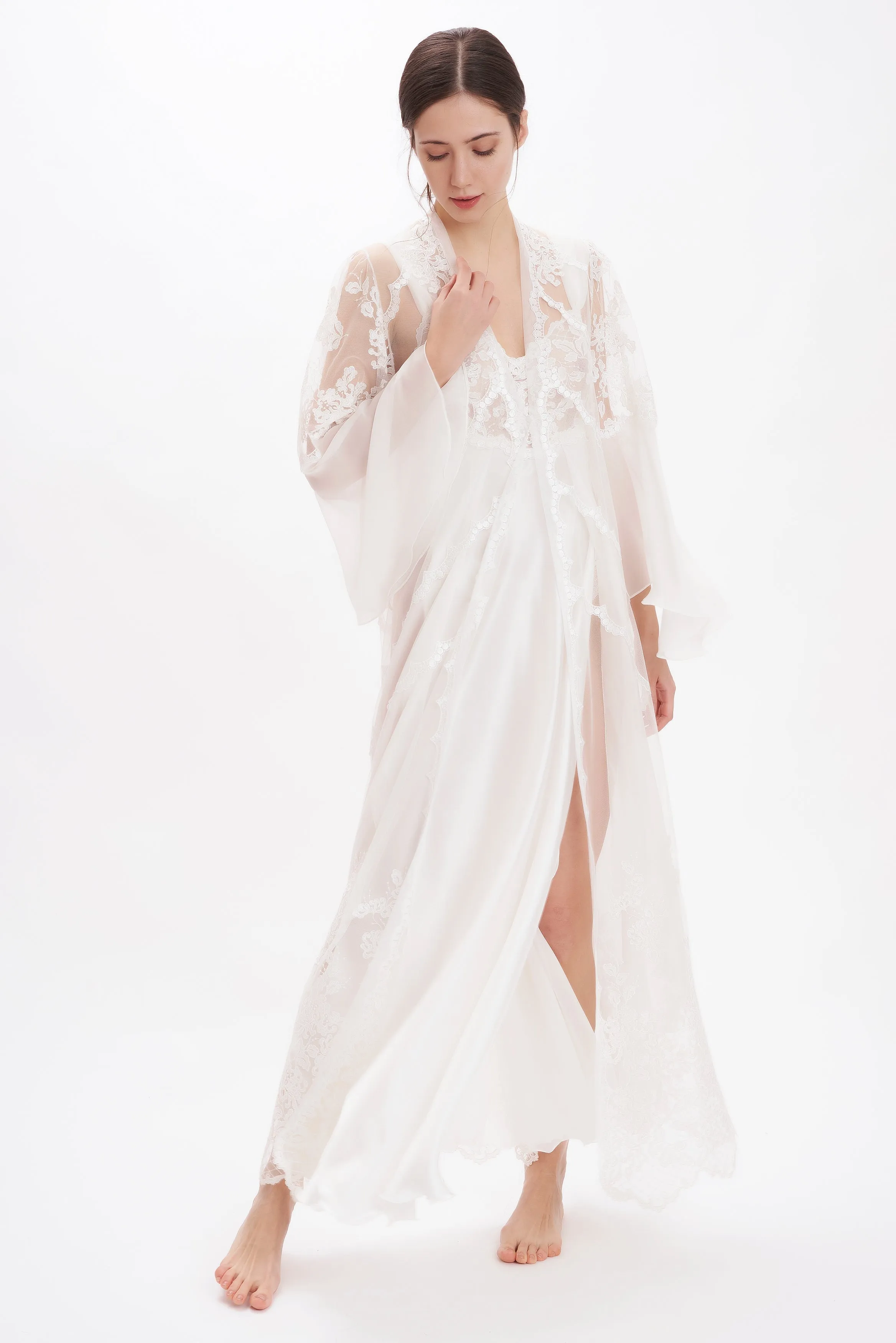 Limited & Precious - Lace & Silk Georgette Long Robe