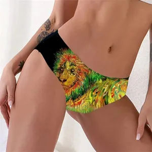 Lion Panties Women Animal Lingerie Female Anime Tanga Colorful Knickers Painting Underwear