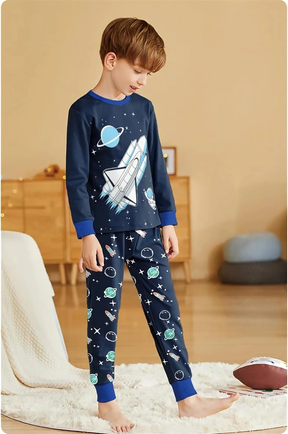 Little Boys Pajamas 2 Pieces Long Set 100% Cotton Sleepwear Kids Excavator Pjs Toddler Winter Clothes Jammies Size 2-7T