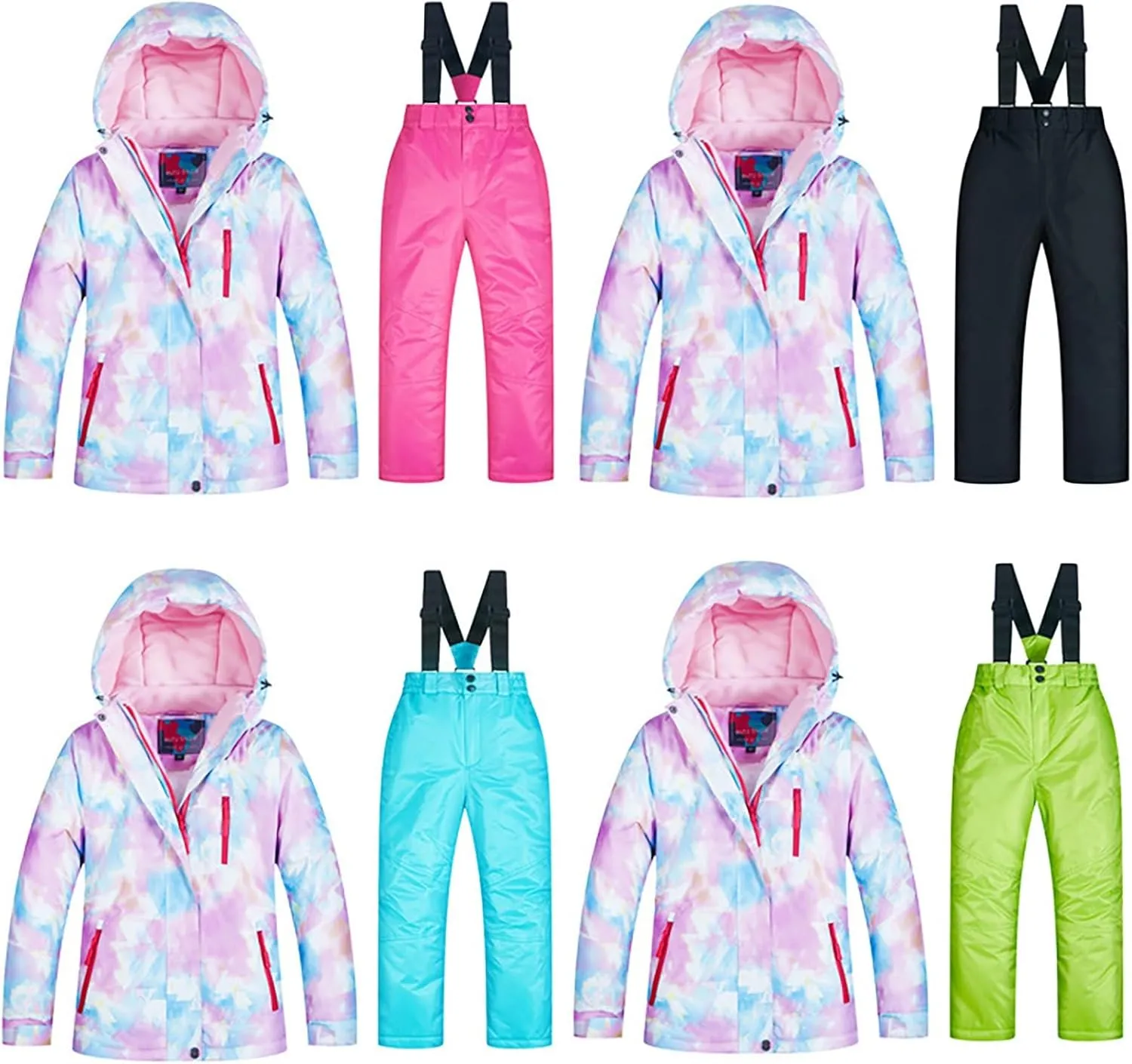 Little Girls Winter 2-Piece Ski Snowsuit Set Puffer Jacket and Pants Girls Winter Jackets and Snow Pants (D, 5-6 Years)