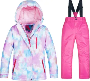 Little Girls Winter 2-Piece Ski Snowsuit Set Puffer Jacket and Pants Girls Winter Jackets and Snow Pants (D, 5-6 Years)