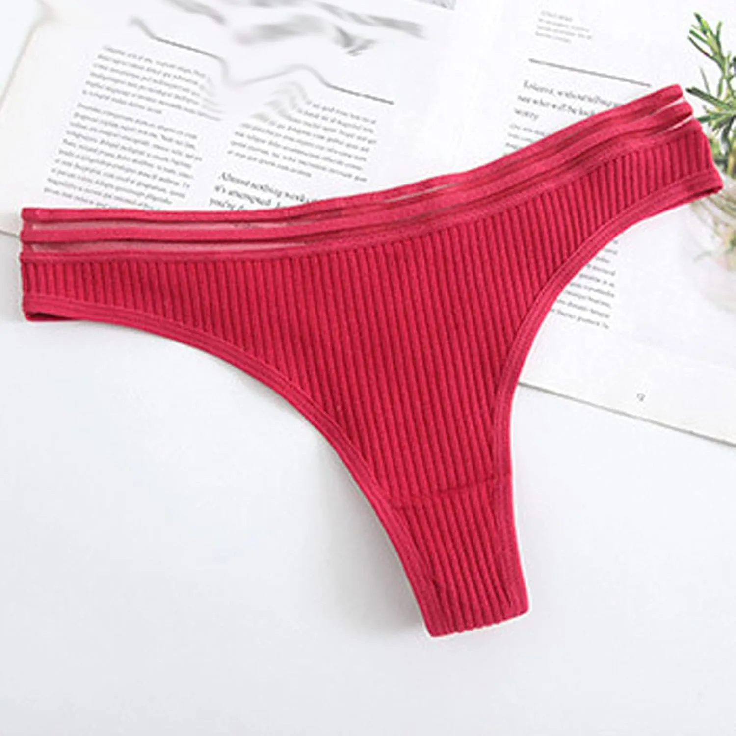 LIUguoo Cotton Thong Underwear For Women Seamless Hipster Lace Panties Sexy G String No Show Bikini Stretch Breathable Briefs