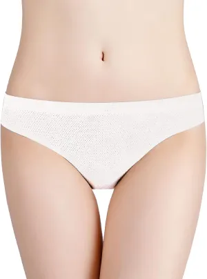 LIUguoo Womens Seamless Bikini Panties Ice Silk Soft Stretch Invisible Briefs Ladies No Show Hipster Underwear Cheeky 5 pack White